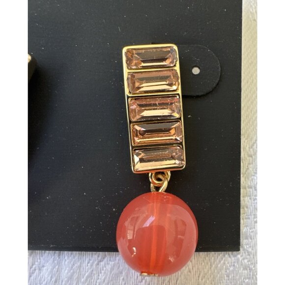 Laundry by Shelli Segal Orange Bead CZ Goldtone Drop Rhinestone NEW - Picture 5 of 9